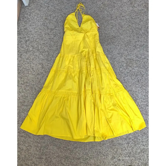 Prabal Gurung Yellow Maxi Dress Size 18 Tiered Halter Summer Smocked Back Long - Picture 7 of 7